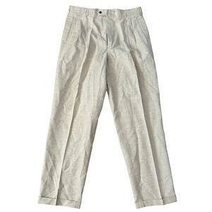 Vintage Slates by Levi Strauss Linen Dress Pants Sz 36X34 Beige Pleated Front